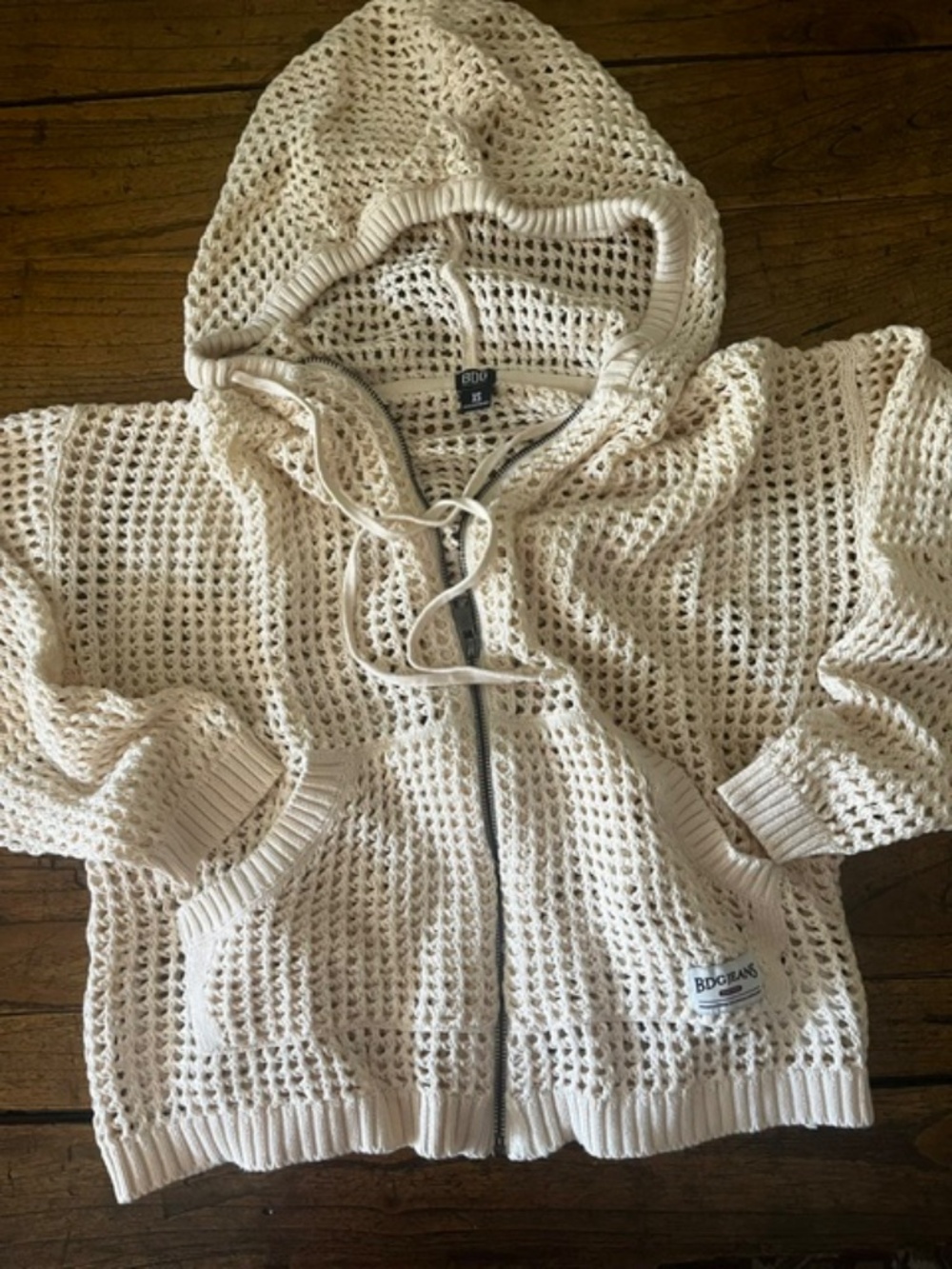 Women's "Like New" BDG - Urban Outfitters Cream Zip Front Sweater / Hoodie - XS